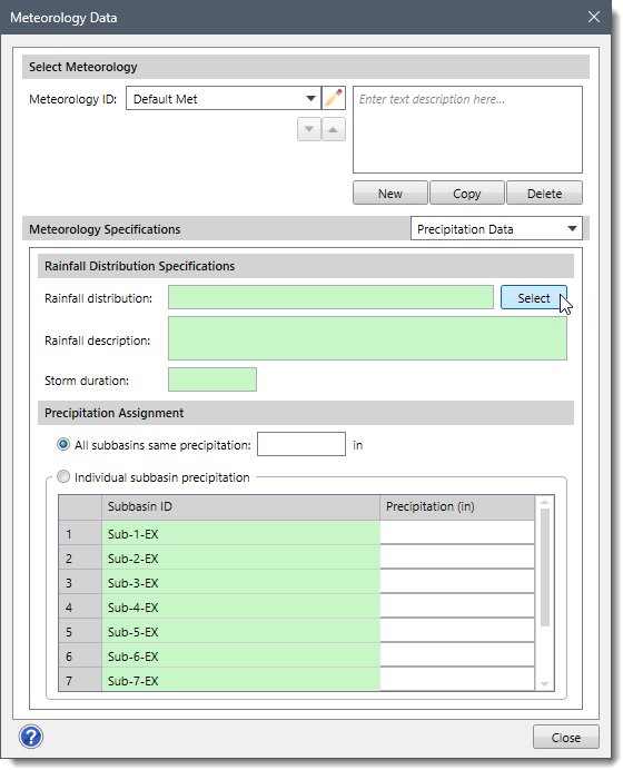 Precipitation Data Panel