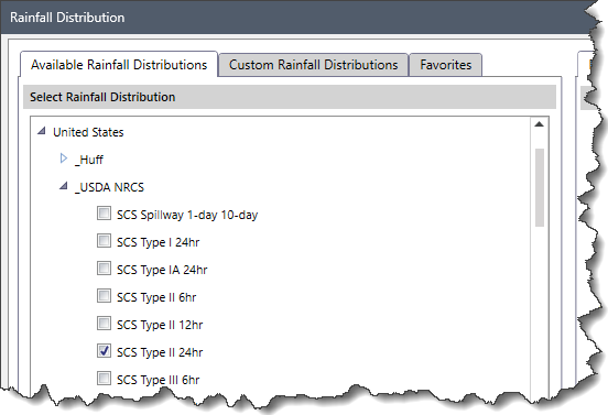 Select Rainfall Distribution Section