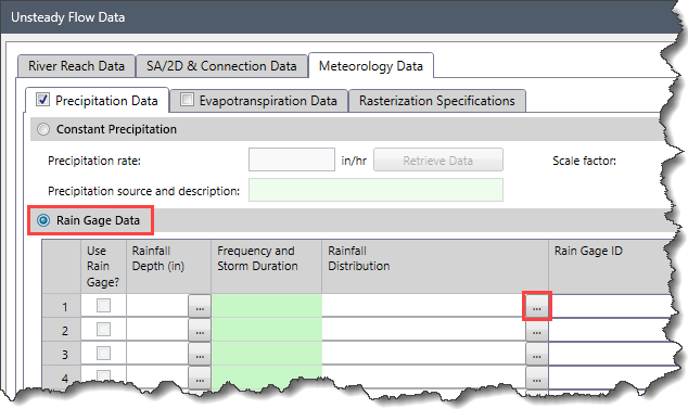 Rain Gage Data Radio Button Option