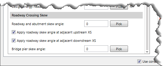Roadway Crossing Skew section