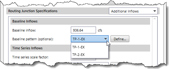 Baseline pattern dropdown combo box