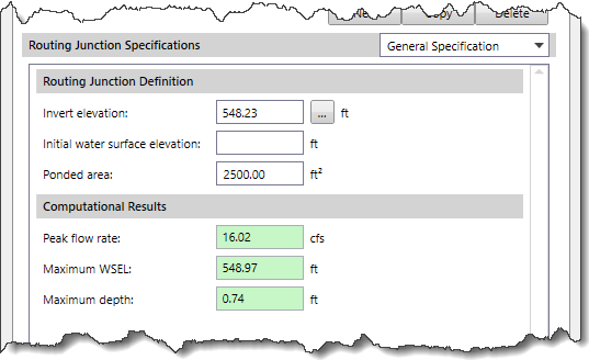 General Specifications panel