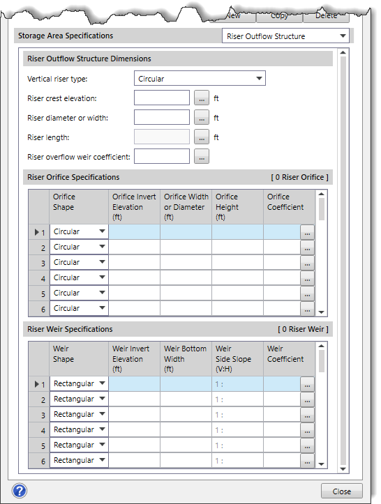 Riser Outflow Structure panel