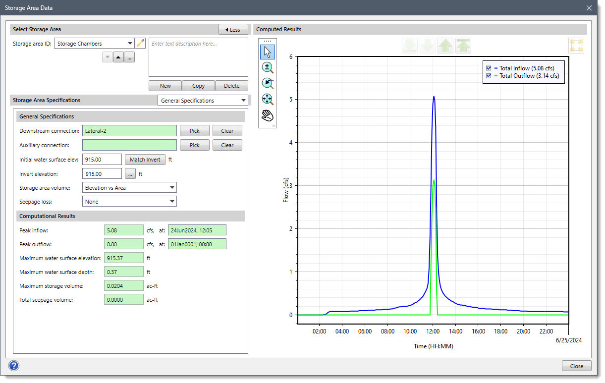 Storage Area Data dialog box