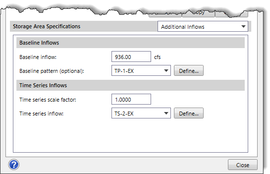 Additional Inflows panel