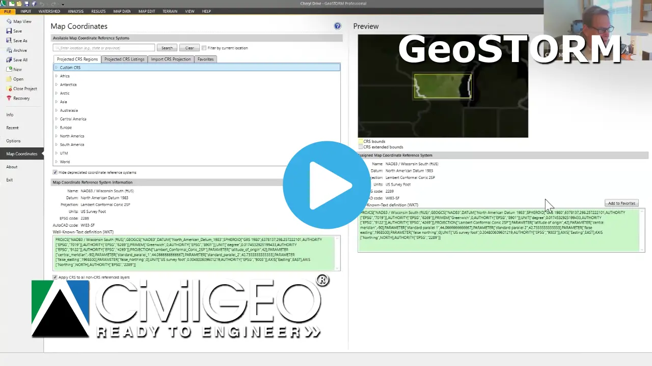 Choosing and assigning a Coordinate Reference System (CRS) to align terrain, maps, and geospatial data accurately