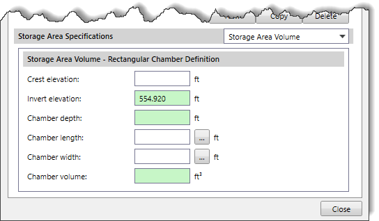 Rectangular Chamber storage area volume type