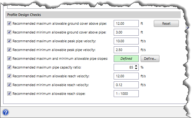 Profile Design Checks section