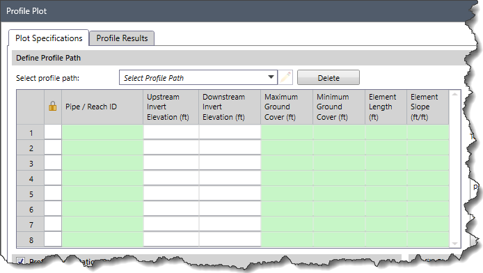 Pipe Profile Path Table