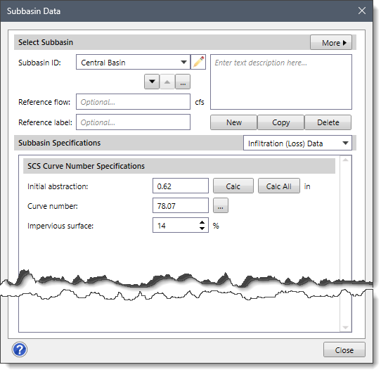 Subbasin Data dialog box