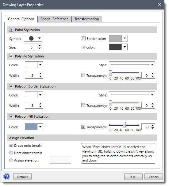 Drawing Layer Properties dialog box