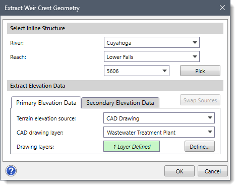 Extract Weir Crest Geometry dialog box