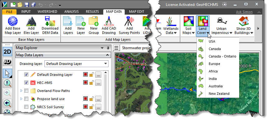 Land Cover command - Map Data ribbon menu