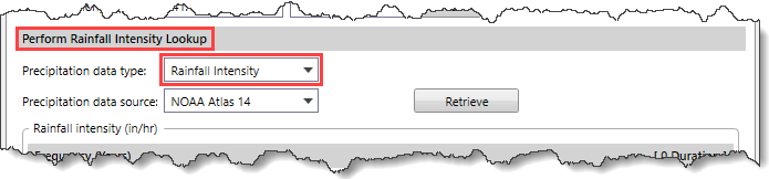 Change in the Perform Rainfall Lookup section header name