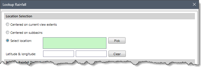 Location Selection section