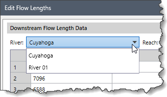 River dropdown combo box