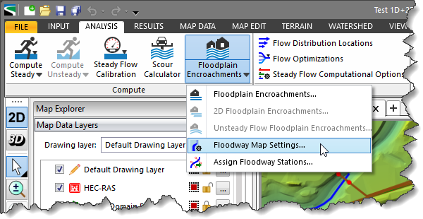 Floodway Map Settings command