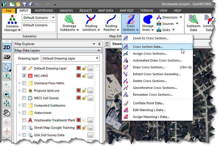 Cross Section Data command from the Cross Sections dropdown menu