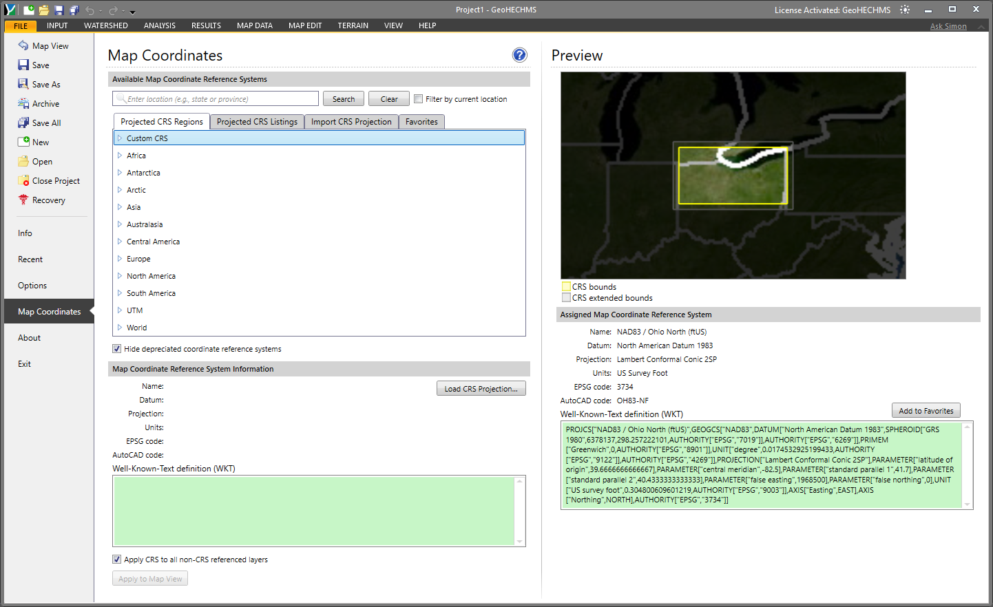 Map Coordinates backstage page