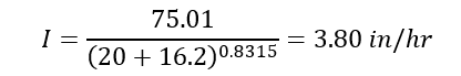 Federal Highway Administration (FHWA) intensity equation with substituting values