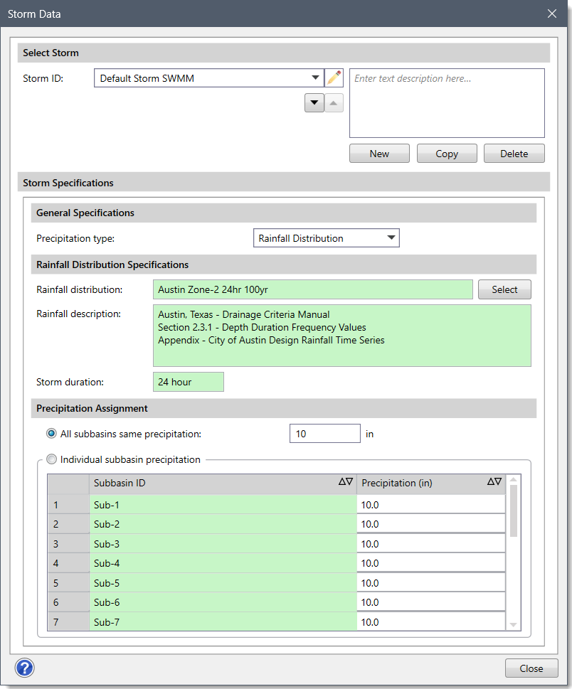 Storm Data dialog box