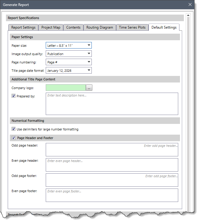 General Settings panel 