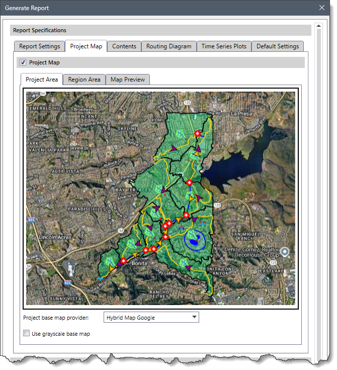 Project Area subpanel