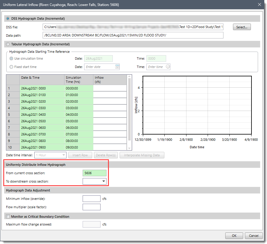 Uniform Lateral Inflow dialog box