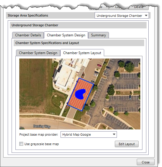 Chamber System Layout tabbed panel 