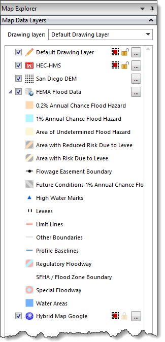 Map Data Layers panel - FEMA Flood Data 
