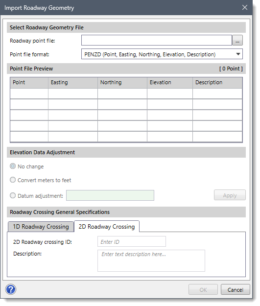 Import Roadway Geometry dialog box