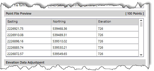 Point File Preview section