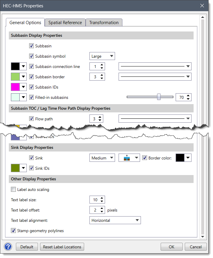 HEC-HMS Properties dialog box