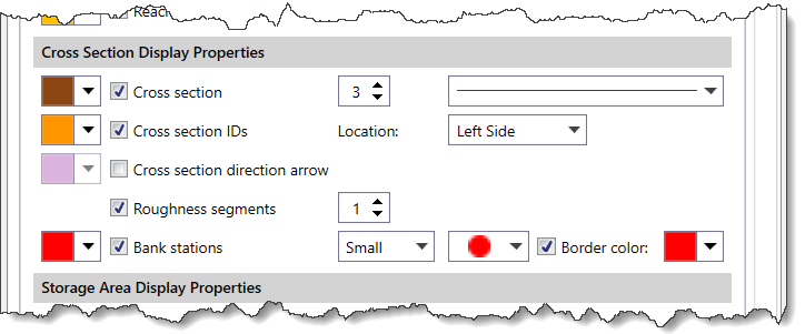 Cross Section Display Properties section