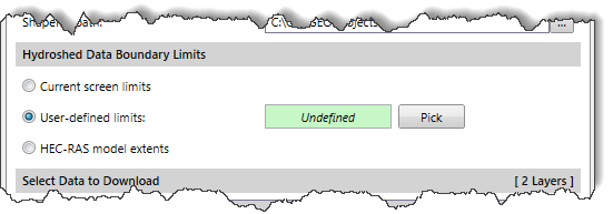 Hydroshed Data Boundary Limits section