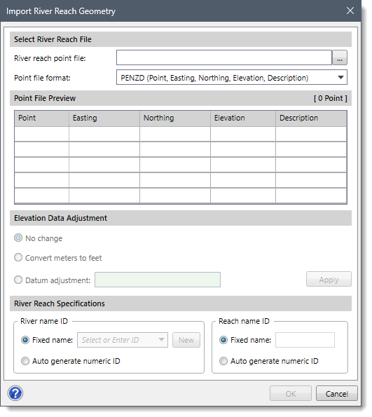 Import River Reach Geometry dialog box