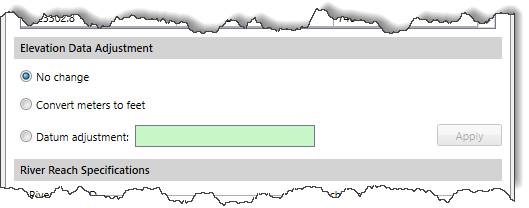 Elevation Data Adjustment section