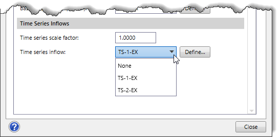 Time series inflow dropdown combo box 