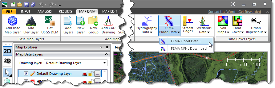 FEMA Flood Data Map Data ribbon menu command