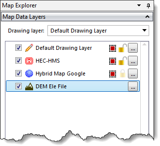 DEM Ele File Map Data Layers panel