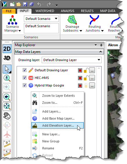 Add Elevation Layer Map Data Layers panel context menu command