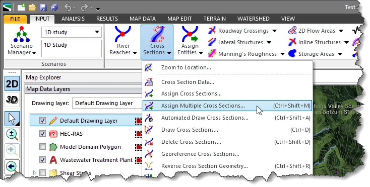 Assign Multiple Cross Sections input ribbon menu command