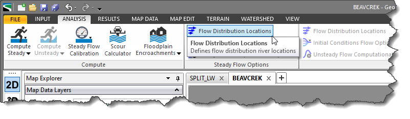 Flow Distribution Locations ribbon menu command