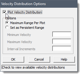 Velocity Distribution Options dialog box