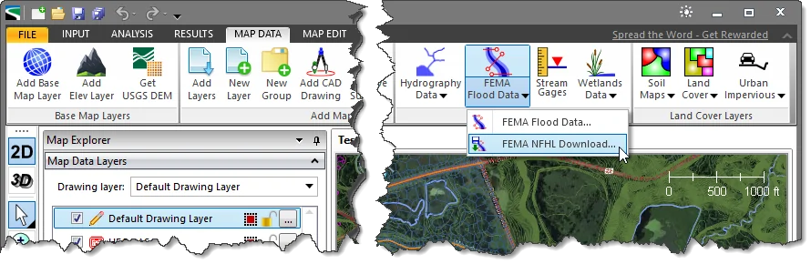 FEMA NFHL Download - Map Data ribbon menu command