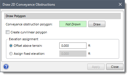 Draw 2D Conveyance Obstructions dialog box