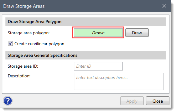 Storage area polygon read-only field - Drawn