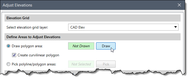 Adjust Elevations Dialog Box - Draw Button
