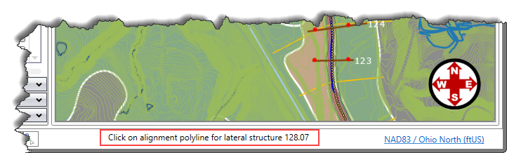 Alignment polyline for lateral structure - status bar prompt 
