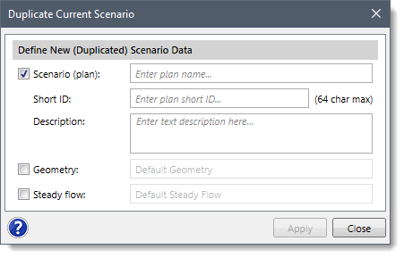 Duplicate Current Scenario dialog box (steady flow)